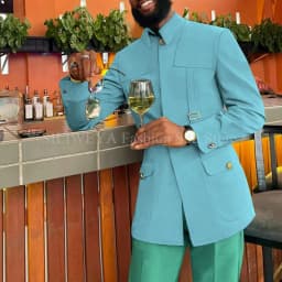 Green Fashion Utility Wedding Men Suits Tailor-Made Party Tuxedo 2 Pieces Slim Fit Jacket Pants Blazer Party Singer Groom