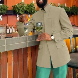 Green Fashion Utility Wedding Men Suits Tailor-Made Party Tuxedo 2 Pieces Slim Fit Jacket Pants Blazer Party Singer Groom