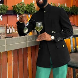 Green Fashion Utility Wedding Men Suits Tailor-Made Party Tuxedo 2 Pieces Slim Fit Jacket Pants Blazer Party Singer Groom