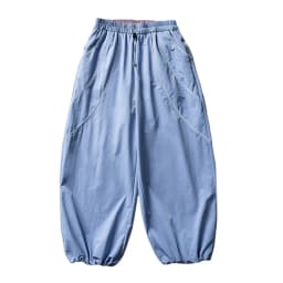 Embroidery Spliced Jogger Pants Mens Safari Style Elastic Waist Baggy Wide Leg Quick Dry Trousers Man