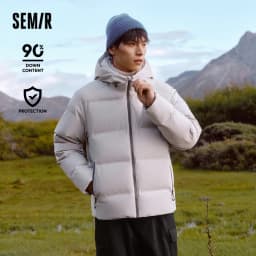 Semir Down Jacket Men New Winter Waterproof Outerwear Textured Hooded Top Versatile