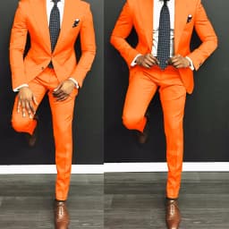 Orange Men Suits 2025 Latest Coat Pants Designs Casual Slim Fit 2 Piece Tuxedo Tailor Groom Prom Party Male Suit Masculino