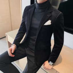 Men's Wool Suit Jacket 2025 High Quality Fashion One Grain Single Breasted Velvety Casual Solid Color Single West Fork