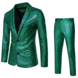 Fashionable New Men's Sequin Hot Stamping Suit Disco Cosplay Party Stage Nightclub Shiny and Cool Performance Suit Set SizeS-3XL