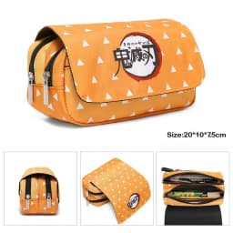 Anime Pen Bag Student Storage Bag Tanjirou Nezuko Zenitsu Giyuu Cartoon Pen Box Boys Girls Pencil Case Stationery