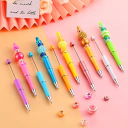 40Pcs/Lot Ballpoint Pen Diy Bead Pen Plastic Printed Bead Pen School Office Writing Supplies Stationery Wedding Gift