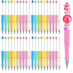 40Pcs/Lot Ballpoint Pen Diy Bead Pen Plastic Printed Bead Pen School Office Writing Supplies Stationery Wedding Gift