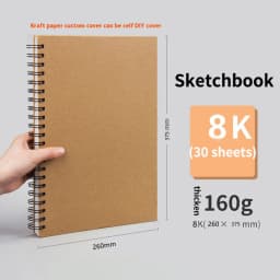 Borrence A3/A4/A5/8K/16K Sketchbook Thick Paper 160 GSM Brown Spiral Notebook Professional Watercolor Book Art School Stationery