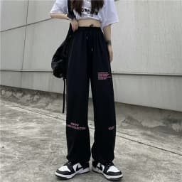 Letter Print Wide Leg Pants Women New Woman Trousers Y2K Streetwear Summer Women's Sport Pants with Drawstring Korean Fashion