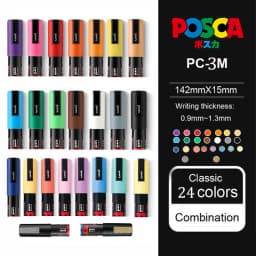 21/24 Colors UNI Posca Marker PC-1M/3M/5M Waterproof Acrylic Marcadores Art Supplies Graffiti Manga Design Painting Stationery