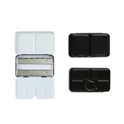 Black Empty Watercolor Paint Tin Box Palette With Full Pan/Half Pan Metal Watercolor Paint Tray For Art Painting