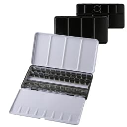 Black Empty Watercolor Paint Tin Box Palette With Full Pan/Half Pan Metal Watercolor Paint Tray For Art Painting