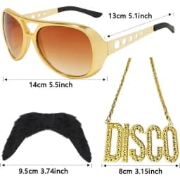 RichMoho Men Hippie Costume Set Disco Costume Accessories Women Disco Necklace Sunglasses Mustache