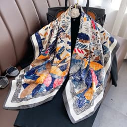 Twill Silk Scarf Women 90cm Square Hijab Shawls And Wraps Female Foulard Headkerchief Elegant Floral Summer Autumn Lady Bandana