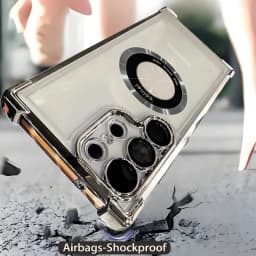 Luxury Plating Magnetic Clear Case for Samsung Galaxy A55 5G A56 A54 S25 Edge S24 Ultra S23 FE S22 S21 Shockproof Silicone Cover