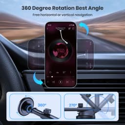 TOPK Fits MagSafe Car Mount for Universal Dashboard, Magnetic Phone Holder for Car,Super Stable Car Mount for iPhone &All Phones