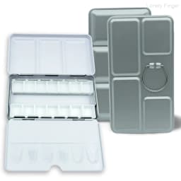 Empty Watercolor Palette Paint Tray with 14 Half Pans - Sturdy Empty Watercolor Palette Tin - Travel Watercolor Palette with Lid