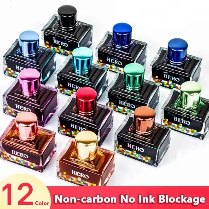 HERO Colorful 40ml Fountain Pen Ink Refilling Ink Stationery School Cartridge Converter Office Ink Supplies Stationery PK JINHAO