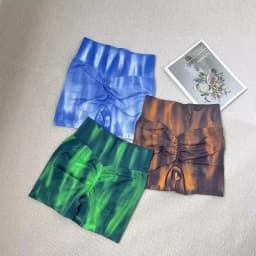Fashion Tie Dye Fitness Shorts Women High Waist Elastic Leggings Trainning Running Push Up Butt Yoga Fitness Shorts