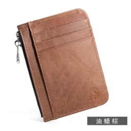 Small Men's Wallet Genuine Leather Credit Card Holder With Zipper Coin Pocket Mini Purse For Women Driver's License ID Slot