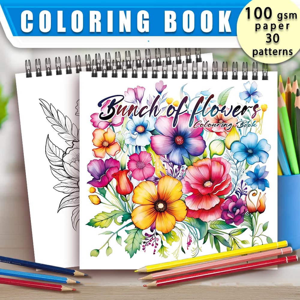 Adult Coloring Book - 30 Sheets Women's Spiral Coloring Book, 8.3 X 8.3 Inches, Drawing Book, Birthday Gift, Holiday Party Gift