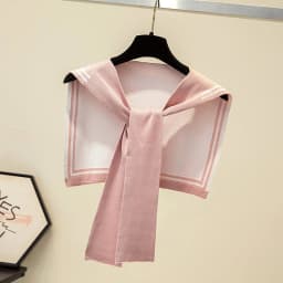 Korean College Navy Stripe Wool Knit Shoulder Cape Knotted Warm Shawl Summer Air Conditioned Room Protect Neck Woman's Scarf
