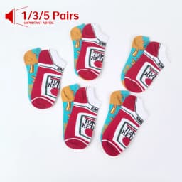 1 /3/5 Pairs Novelty Unisex French Fry & Ketchup Short Socks Suit In Spring Summer For Daily