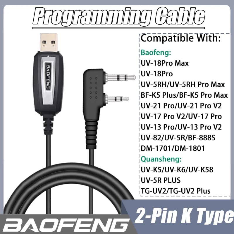 Baofeng USB Programming Cable UV-21 18Pro 17Plus V2 Quansheng UVK5 UVK6 TG-UV2 Programming Cable CD Software Radio Accessories