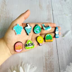 1-9pcs Reduce Reuse Recycle Save Earth Forest PVC Shoe Charms Buckle Wristbands Hole Slipper Accessories Decorations Kid Gift
