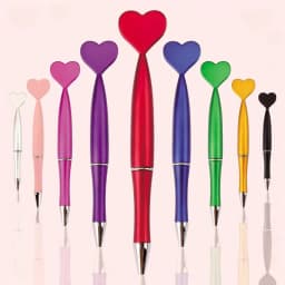 50pcs Valentine's Day Heart Shape Pens Black Gel Ink Rollerball Pens for Office School Supplies Gift Kids Ballpoint Pens