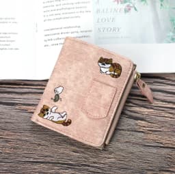 1pc Cute Cartoon Purse, Cat Pattern Large Capacity Wallet, PU Leather Storage Card Holder