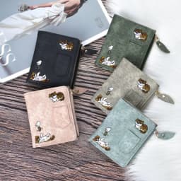 1pc Cute Cartoon Purse, Cat Pattern Large Capacity Wallet, PU Leather Storage Card Holder