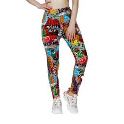 PD47 European and American Printed Digital Leggings, Matte Printed Small Foot Elastic WOMEN'S Cropped Pants, Graffiti Pants