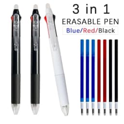 3 in 1 Erasable Pen Creative 0.5mm Magic Ink Gel Pen 3 Colors Refills Washable Handle Writing Pen