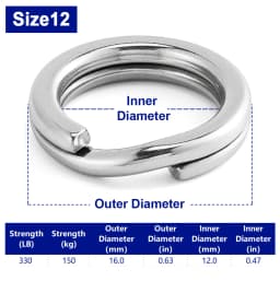 FishTrip Fishing Split Rings 30~200Pack Stainless Steel Heavy Duty Saltwater Lure Hook Fishing Connector Terminal Tackle