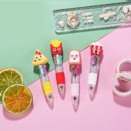 10Pcs/Lot Cute Hamburg French Fries Mini Four Color Ballpoint Pen Cartoon Food Pizza Cola 4 Color Pens School Office Supplies