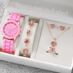 5/6PCS Women Watches Fashion Silicone Band Women Quartz Watches Jewelry Set Reloj Mujer Girls Clock Gift (Without Box)