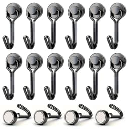 3/6/12/20Pcs Black Magnetic Hooks Cruis Heavy Duty Magnetic Hangers, Extra Strong Magnets with Hook for Hanging, Resistant Base
