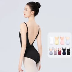 Women Ballet Leotards Adjustable Strap Ballet Bodysuit Girls Adult Dance Camisole Resilient Gymnastics Leotards with Full Lining