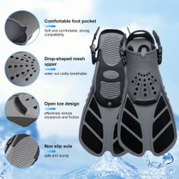 Adult Full Face Snorkel Mask Set Double-Tube Silicone Short Fins Set Panoramic View Adjustable Dive Flipper Dry Top Snorkel Gear