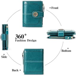 Genuine Leather Fashion RFID Wallet Women Clutch Credit Card Holder Ladies Zipper Clutch Bag Short Wallet Casual Coin Purse