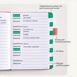 Hardcover Password Book With Alphabetical Tabs Notebook Notepad Notebooks Writing Pads Office School Supplies