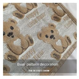 Linen Fabric Canvas Handbag Large-capacity Cartoon Bear Picnic Breakfast Bag With Button Reusable Lunch Bags Women