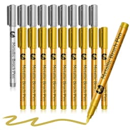 6/12Pcs Soft Brush Permanent Metallic Paint Marker Pen, Waterproof Gold&Silver ,Rock, Mug, Ceramic, Glass, DIY Painting Supplies