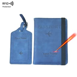 2pcs/set Personalised Name Passport Cover Case and Luggage Tag, Travel Passport Holder Wallet Organizer Gift for Couple