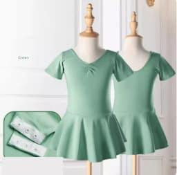 Children's Cotton Standard Ballet Dress Girls Summer Dance Training Open Crotch Leotard with Skirt