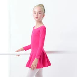 Children's Cotton Standard Ballet Dress Girls Summer Dance Training Open Crotch Leotard with Skirt