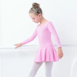 Children's Cotton Standard Ballet Dress Girls Summer Dance Training Open Crotch Leotard with Skirt