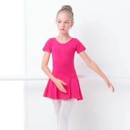 Children's Cotton Standard Ballet Dress Girls Summer Dance Training Open Crotch Leotard with Skirt
