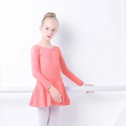 Children's Cotton Standard Ballet Dress Girls Summer Dance Training Open Crotch Leotard with Skirt